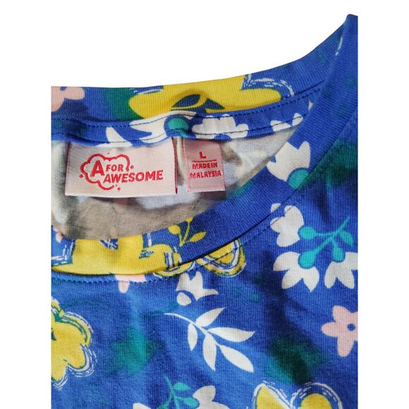 A for Awesome S/S Dropwaist Casual Dress w/ Leggings, LRG Ellis Blue Floral NWOT - Picture 5 of 7